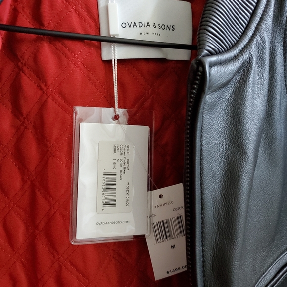 NWT Leather Ovadia & Sons Checker Print Biker Jacket - Picture 8 of 16